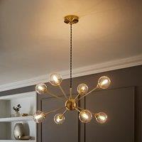 ValueLights Sputnik Adjustable Drop 8 Way Glass Globe Ceiling Pendant Light in Gold