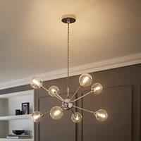 ValueLights Sputnik Adjustable Drop 8 Way Glass Globe Ceiling Pendant Light in Silver