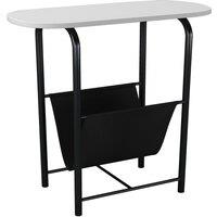 EONLION Slim Oval Side Table - Magazine Holder Rack for Coffee Snacks in White