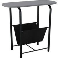 EONLION Slim Oval Side Table - Magazine Holder Rack for Coffee Snacks in Grey