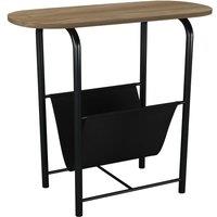 EONLION Slim Oval Side Table - Magazine Holder Rack for Coffee Snacks in Light Oak