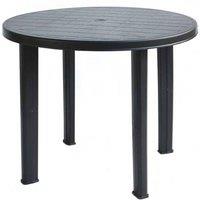 EONLION Outdoor Round Plastic Bistro Table, Anthracite in Black