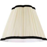 Happy Homewares Ivory White Victorian Pleated Faux Silk Lamp Shade with Black Trims | Size: 12 inches