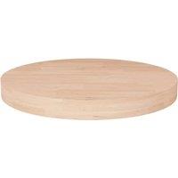 Berkfield Home Round Table Top 50x4 cm Untreated Solid Wood Oak in Brown | Size: 50x4 cm