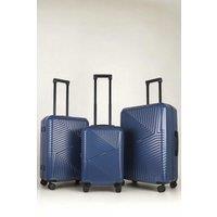 JLY 3 Piece Hard Shell Luggage Suitcase Set | 20'/24'/28' Suitcases in Dark Blue