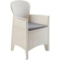 EONLION 1Pcs Plastic Garden Arm Chair Cushioned Seat in White