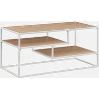 EONLION Modern Tiered Metal & Wood Coffee Table in Light Oak | Size: B