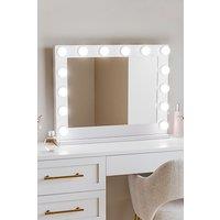 Living and Home Metal Round Lighted Makeup Mirror for Tabletop in Natural