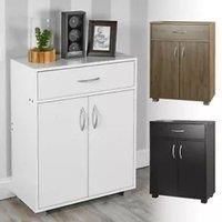 EONLION Small 2-Door Sideboard with Drawer, Wooden Hallway Storage Cabinet in Light Oak