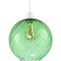 Happy Homewares Chic Emerald Green Circular Fluted Glass Ceiling Pendant Light Shade