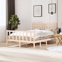 Berkfield Home Bed Frame 135x190 cm Double Solid Wood in Brown