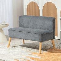 HOMCOM Corduroy Double Sofa w/ Wood Frame Foam Padding, Grey | Size: 2 Seater