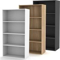 EONLION 4-Tier Wide Wooden Bookcase - Storage Cabinet with Shelves in White