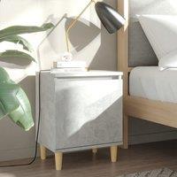 Berkfield Home Bed Cabinets with Solid Wood Legs 2pcs Concrete Grey 40x30x50cm | Size: 40 x 30 x 50 cm