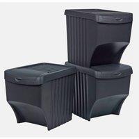 EONLION 3 Pcs Stacking Box Waste Garbage Can Bin in Black