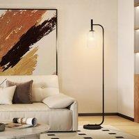 HOMCOM Modern Floor Lamp with Glass Lampshade, Foot Switch for Living Room in Gold