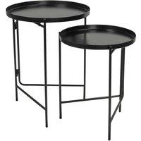 EONLION 2Pc Set Round Stackable Nesting Table Coffee Table Modern Black Metal