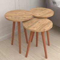EONLION 3-Pc Wood Nesting Tables Scandi Legs End Tables in Light Oak