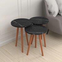 EONLION 3-Pc Wood Nesting Tables Scandi Legs End Tables in Black
