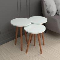 EONLION 3-Pc Wood Nesting Tables Scandi Legs End Tables in White