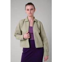 Enorsia Women's Full Zip Cropped Jacket in Green | Size: 14