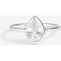 Simply Silver Women's Sterling Silver 925 Cubic Zirconia Solitaire Pear Ring | Size: Small