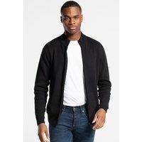 Kensington Eastside Men's Cotton Blend Zip-Through Cardigan in Black | Size: XL
