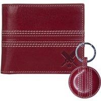 Mala leather Men's Leather Cricket Gift Set - Wallet & Hand-Stitched Keyring
