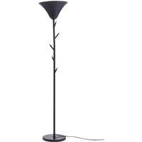 Modern Black E14 1-Light Floor Lamp with Coat Rack