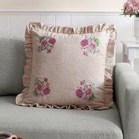 Wylder Martha Embroidered Ruffle Cushion in Pink | Size: 50 cm x 50 cm