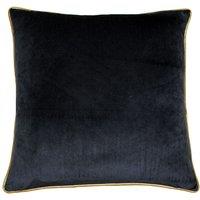 Furn Meridian Velvet Piped Cushion in True Black | Size: 55 cm x 55 cm