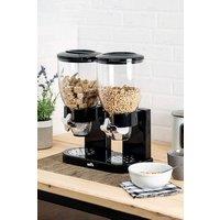 Living and Home 7L 2-Gird Dry Food Dispenser Storage Organizer Double Container for Pantry Rice and Cereal in Black