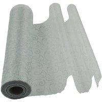 Neel Blue Organza Roll Sparkle Snow Sheer Glitter Gabric with Flocked Design - 25m x 29cm in White | Size: 25m x 29 cm