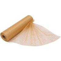 Neel Blue Organza Roll Sparkle Snow Sheer Glitter Gabric with Flocked Design - 25m x 29cm in Gold | Size: 25m x 29 cm