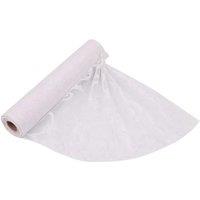 Neel Blue Organza Roll Sparkle Snow Sheer Glitter Fabric with Swirl Design - 25m x 29cm in White | Size: 25m x 29 cm
