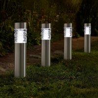 Marco Paul Pack of 4 Silver Stainless Steel Solar Stake Lights 39cm