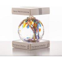 Sienna Glass 10cm Spirit Ball Sorry You're Leaving Multicoloured in Dark Red
