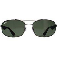 Ray-Ban Men's Rectangle Matt Gunmetal Dark Green Polarized 3527 Sunglasses in Grey