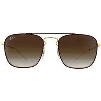 Ray-Ban Men's Square Gold Top On Brown Brown Gradient Dark Brown Sunglasses