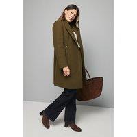 Wallis Women's Stand Up Collar Coat in Olive | Size: 16