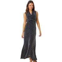 Roman Women's Shimmer Twist Detail Stretch Maxi Dress in Silver | Size: 16