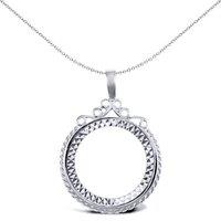Jewelco London Women's Silver Rope Edge Scroll Top Full Sovereign Coin Mount Pendant - ASP003-F in White