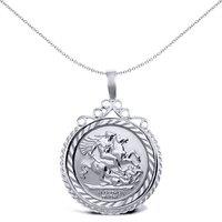 Jewelco London Women's Silver Rope Edge Scroll Top St George Pendant (Full Sov Size) - ASP003-F in White
