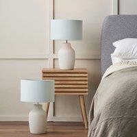 Ruma Set of 2 Kai Duck Egg Textured Tall Ceramic Table Lamp in Blue