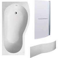 Balterley B Shape 1700x900 Right Hand Shower Bath Set - Panel, Screen in White