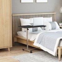 HOMCOM C-Shaped Mobile Table Sofa Over Bed Side Nightstand w/ Casters, Brake in Black