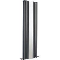 Balterley Embrace Vertical 1 Panel Radiator & Mirror, 1800mm x 499mm Anthracite in Grey