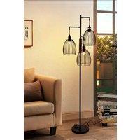 Black Modern Industrial Style 3-head Floor Lamp with Irregular Shade