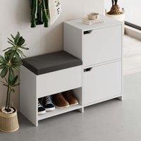 Decortie Haven' Modern Shoe Storage Bench 3 Doors Width 101cm in White | Size: 2 Pack