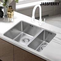 JASSFERRY Undermount Stainless Steel Kitchen Sink 1.5 Bowl in Silver